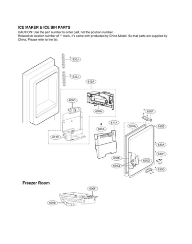 Ice maker & ice bin parts