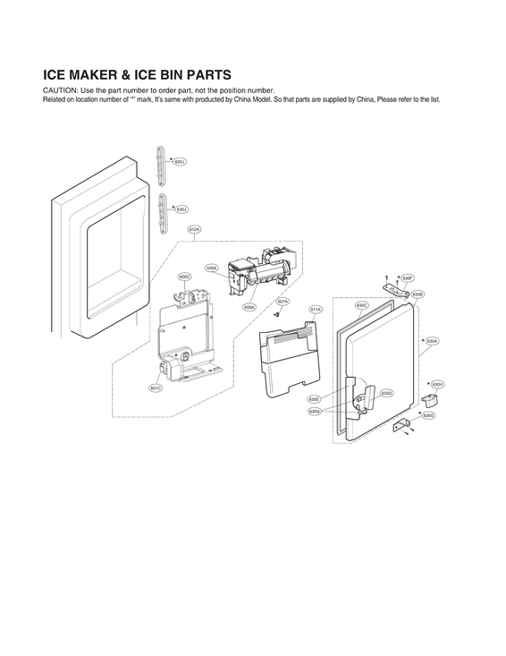Ice maker & ice bin parts