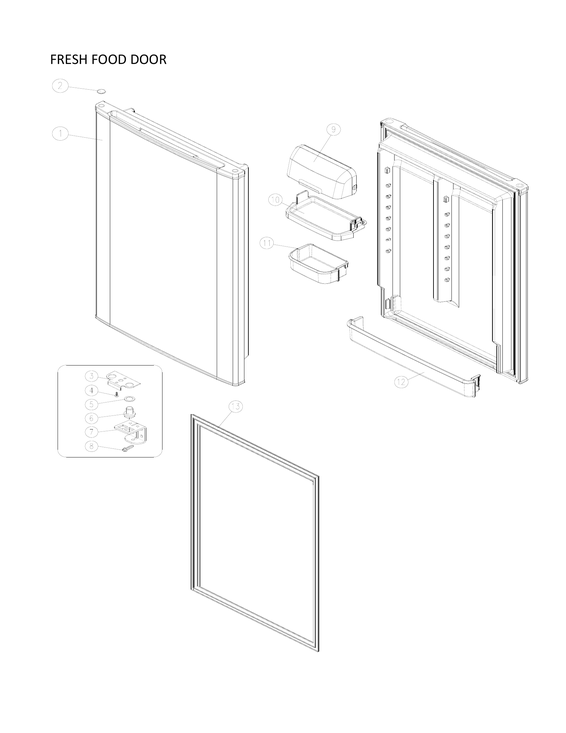 Fresh food door parts