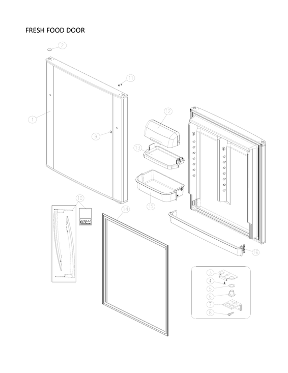 Fresh food door parts