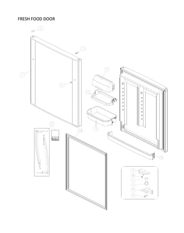 Fresh food door parts