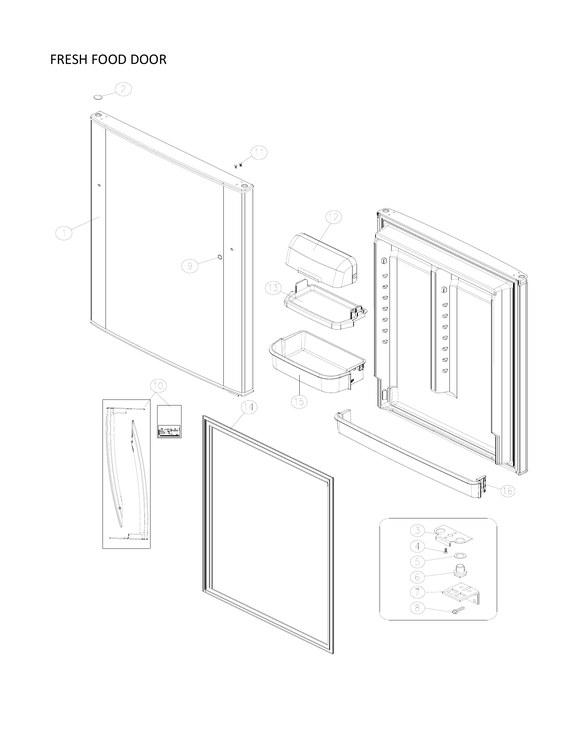Fresh food door parts