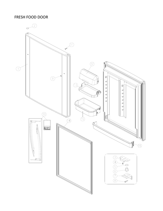 Fresh food door parts