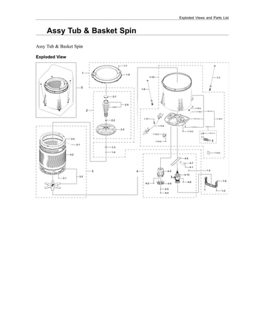 Tub & basket spin assy