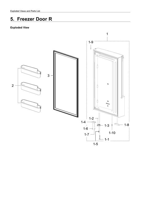Right freezer door assy