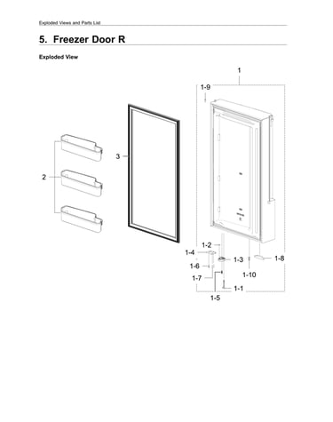 Right freezer door assy