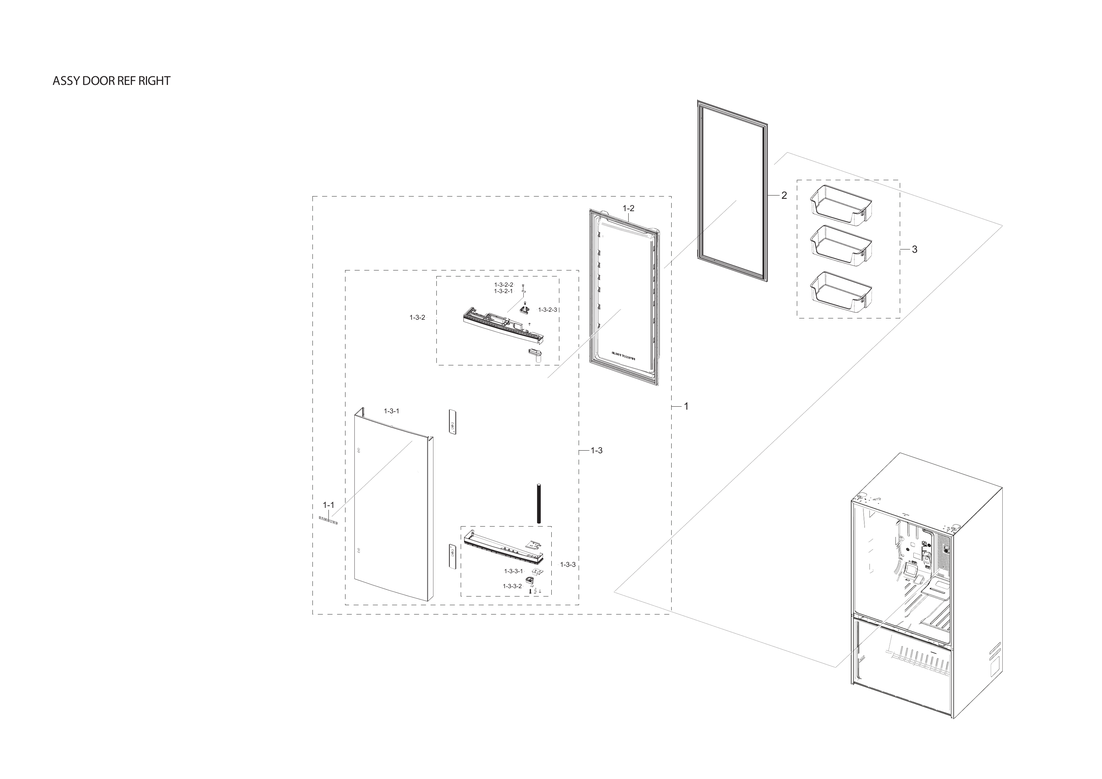 Right refrigerator door assy