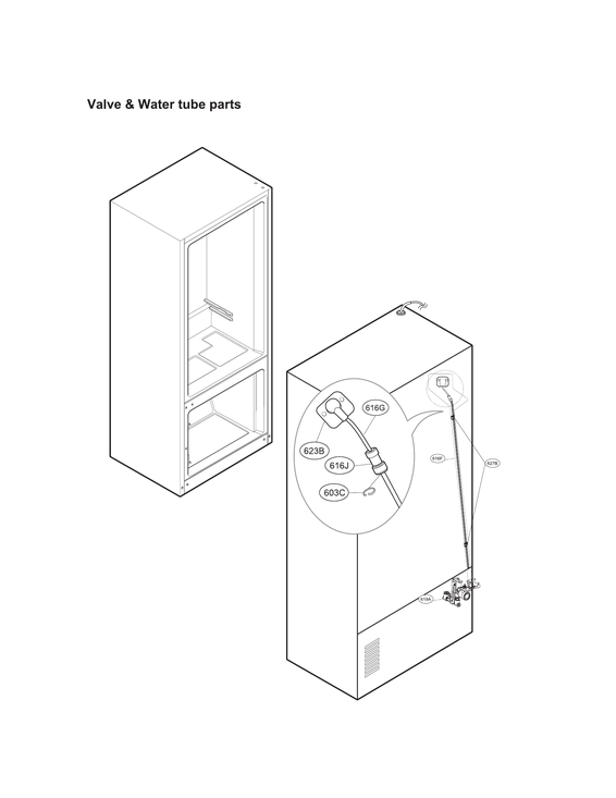 Valve & water tube parts