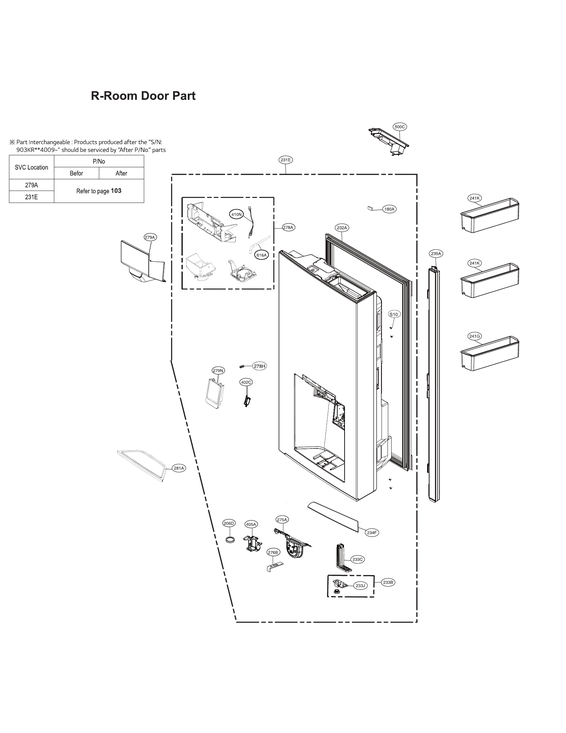 Refrigerator room door parts