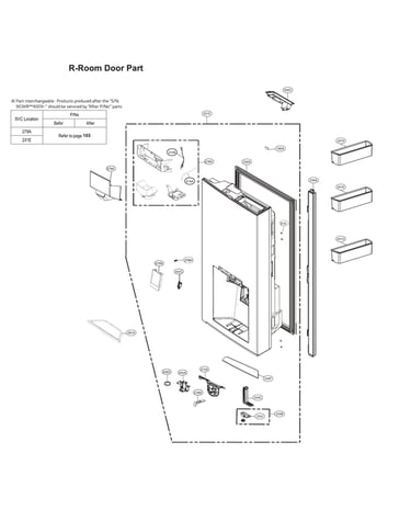 Refrigerator room door parts