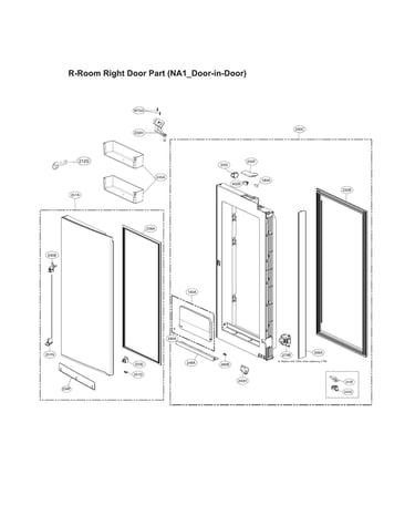 Refrigerator room right door parts