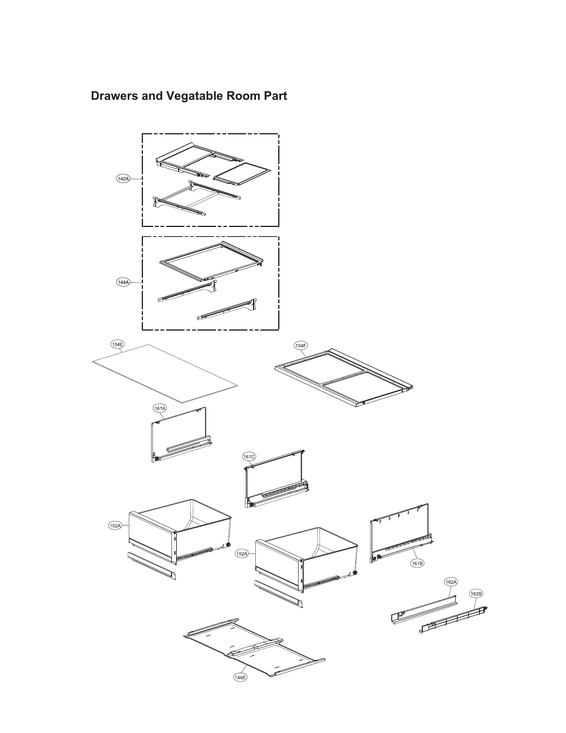 Drawers & vegetable room parts