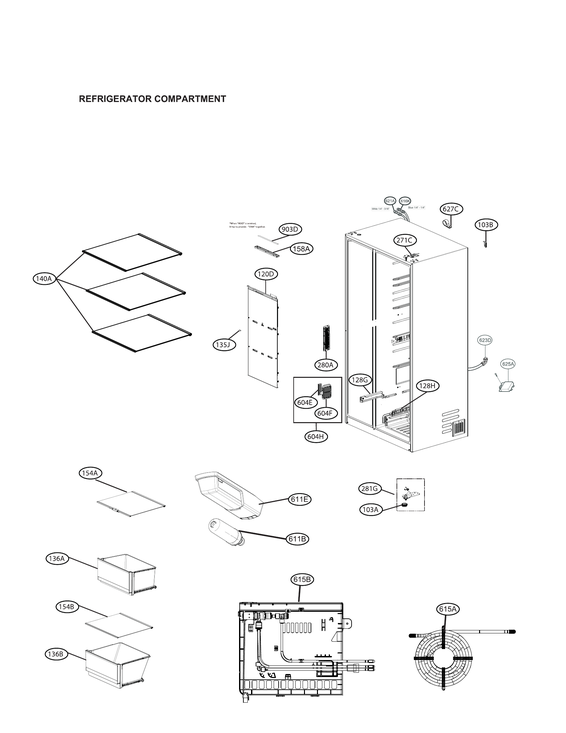 Refrigerator compartment parts