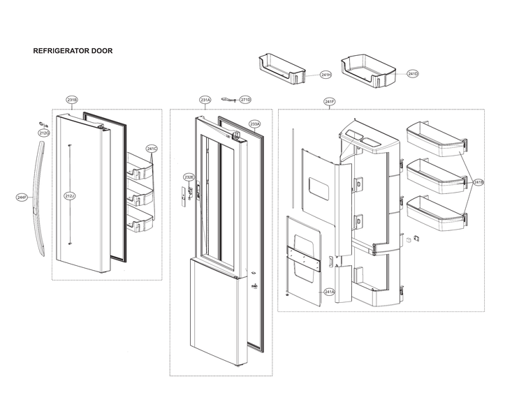 Refrigerator door parts