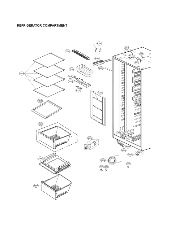 Refrigerator compartment parts