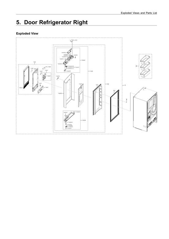 Right refrigerator door parts