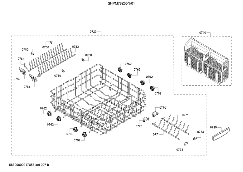 Lower rack/cutlery basket