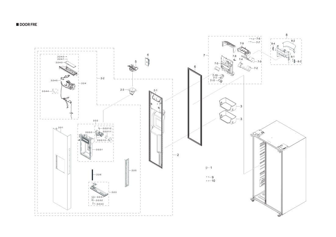 Freezer door assy