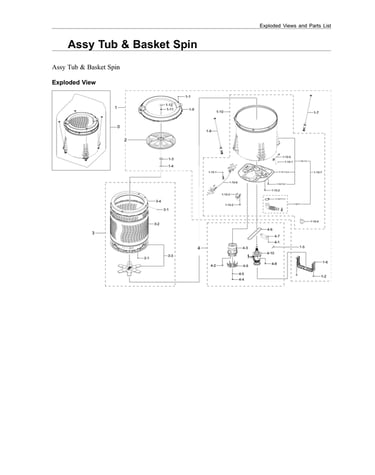 Tub & basket spin assy