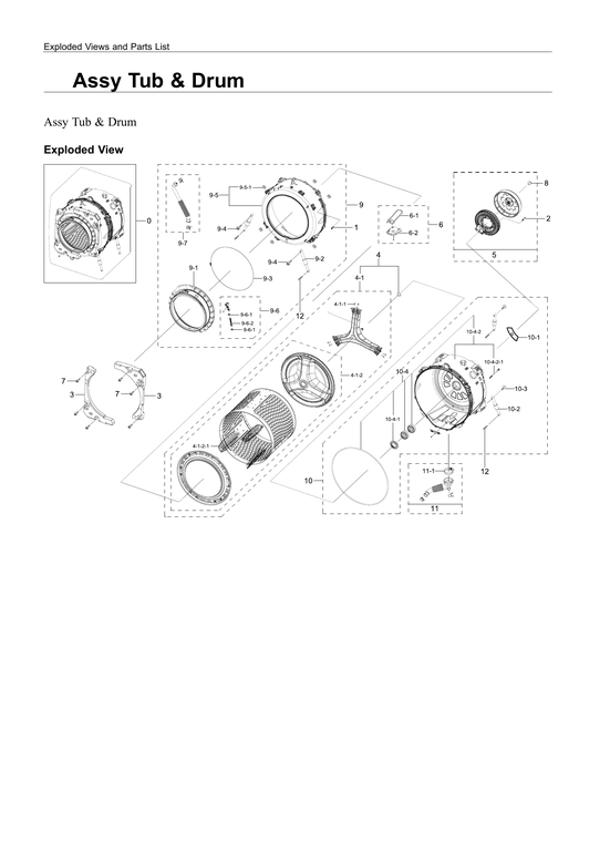 Tub & drum assy
