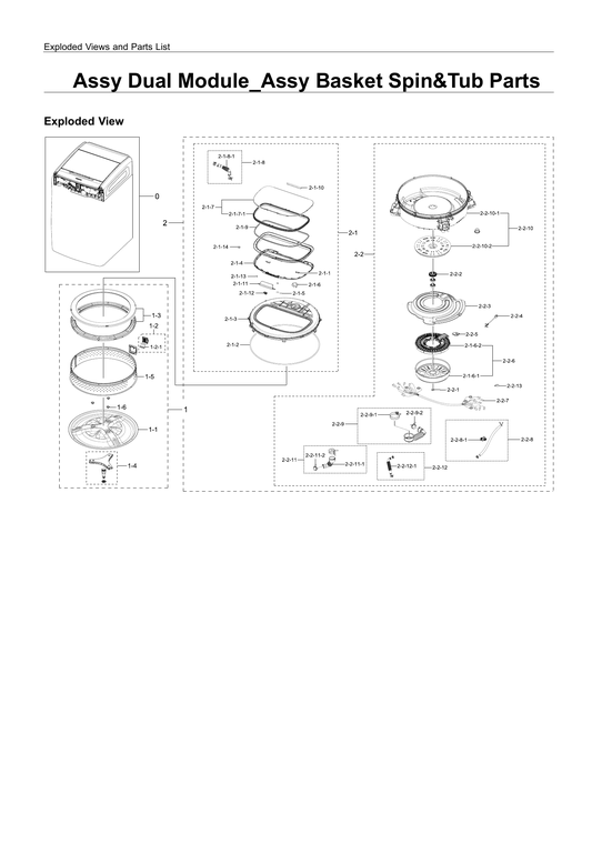 Basket spin & tub assy