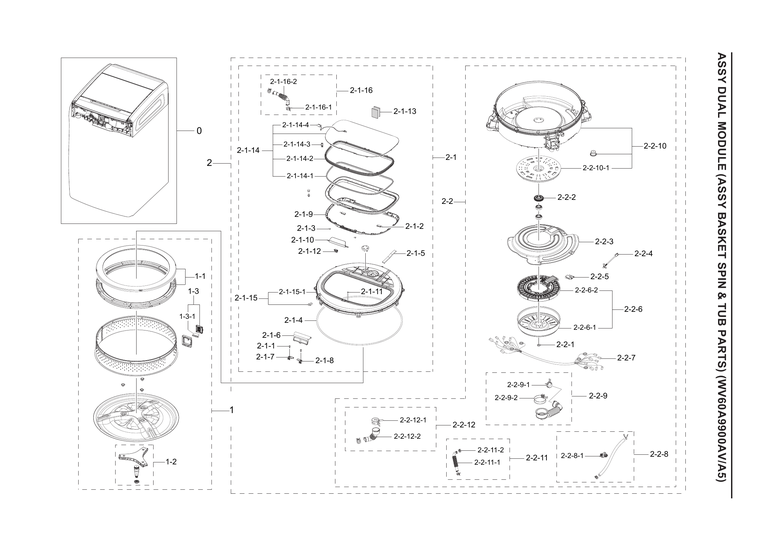 Basket spin & tub assy