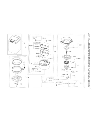 Basket spin & tub assy
