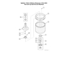 Alliance AWN43RSN115TW01 agitator/fabric softener dispenser/drive bell/hub/washtub diagram