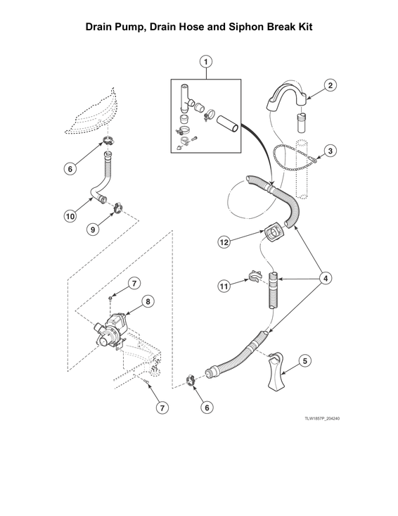 Drain pump/drain hose/siphon break kit
