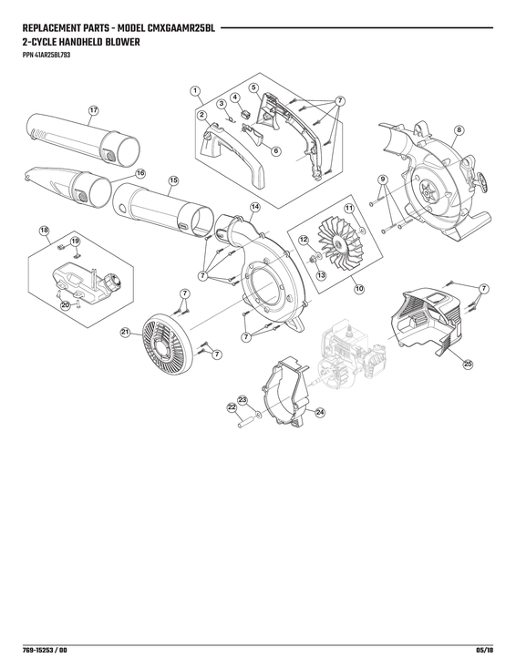 Handle/impeller & housing/flywheel
