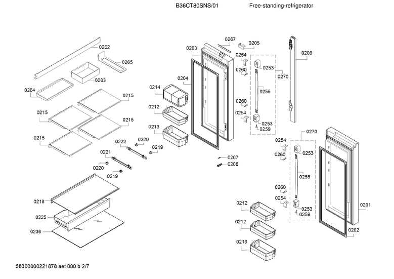 Refrigerator doors & shelves