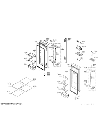 Refrigerator doors & shelves parts
