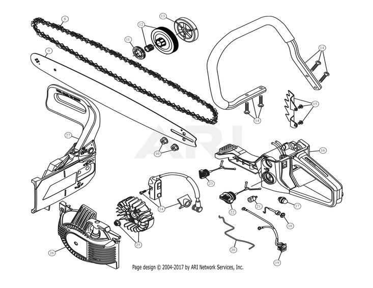 Chain/bar/handle/flywheel