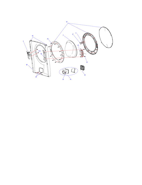 FRONT PANEL/GLASS DOOR/DRAIN HOSE