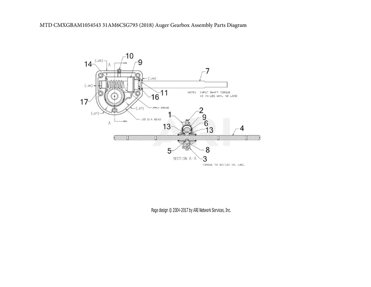 Auger gearbox assy parts