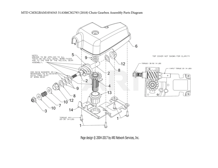 Chute gearbox assy parts