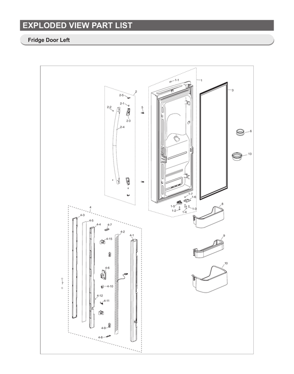 LEFT REFRIGERATOR DOOR PARTS