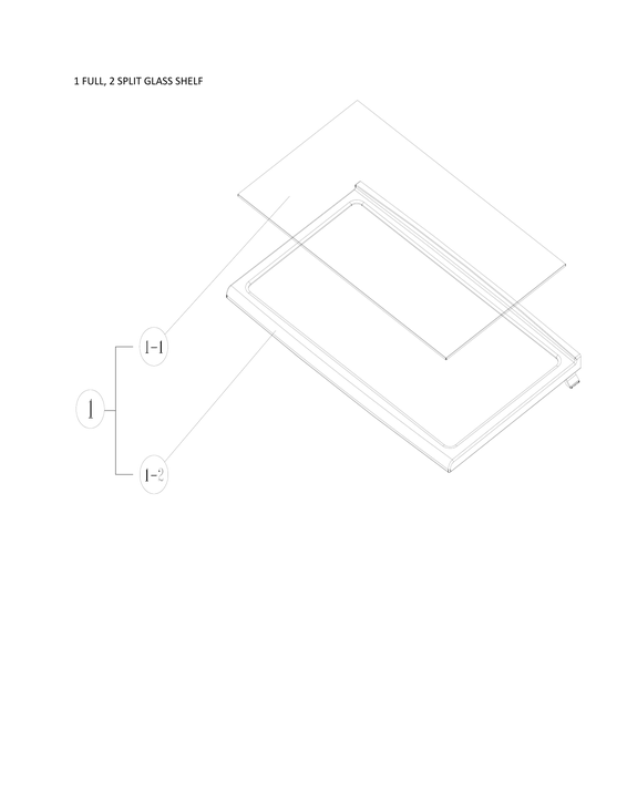 1 full, 2 split glass shelf