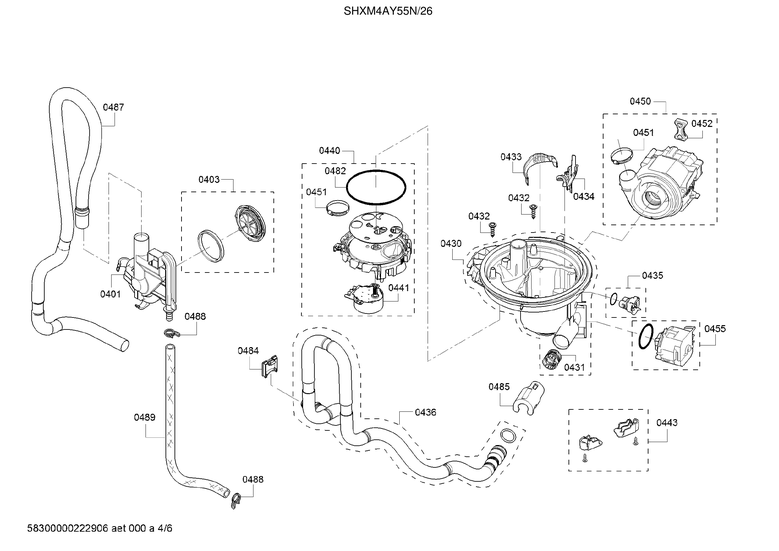 Water inlet/sump/pump