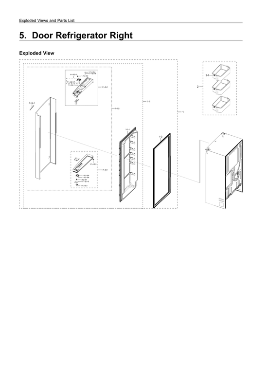 Right refrigerator door parts