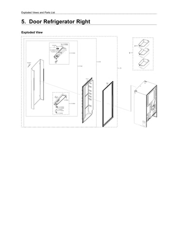 Right refrigerator door parts