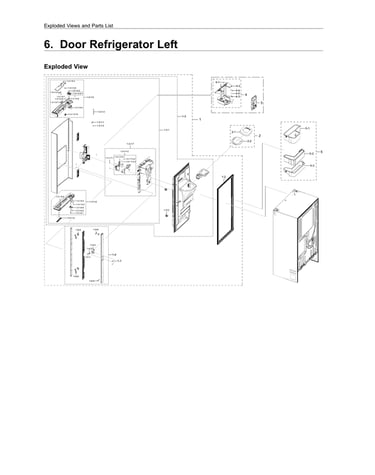 Left refrigerator door parts