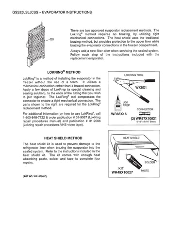 Evaporator instructions