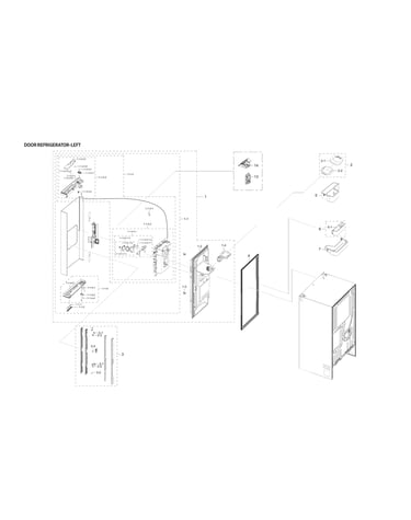 Left refrigerator door parts