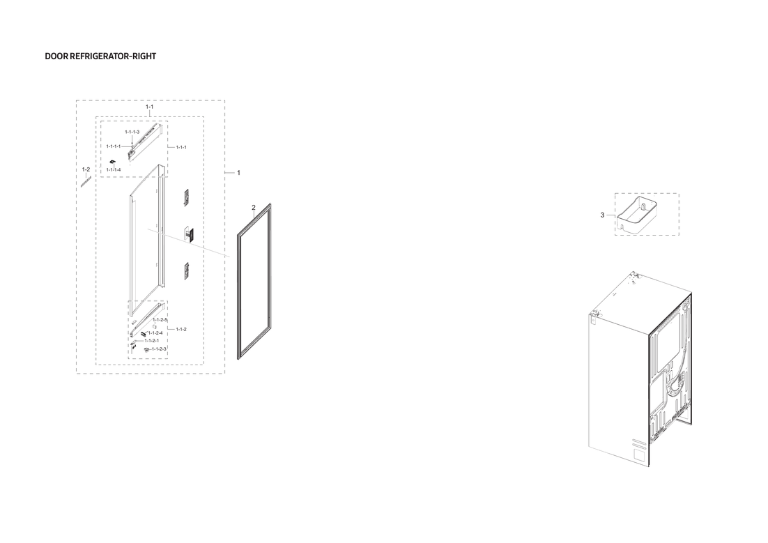 Right refrigerator door parts