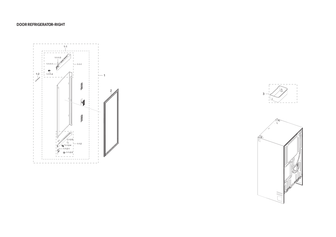 Right refrigerator door parts
