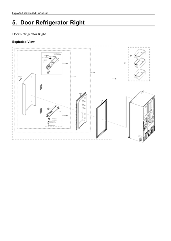 Right refrigerator door parts