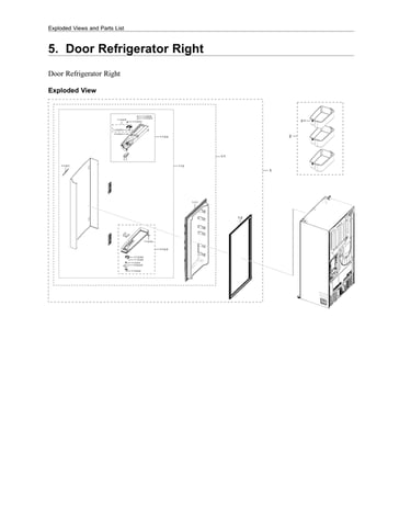 Right refrigerator door parts