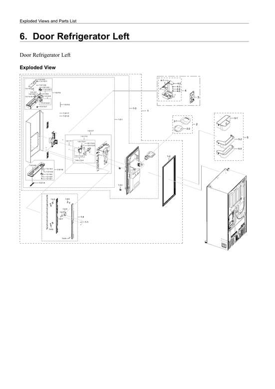 Left refrigerator door parts