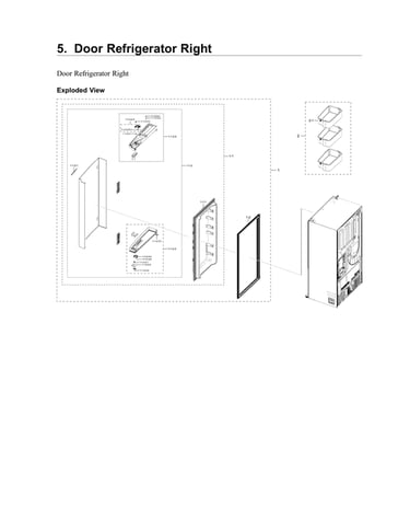 Right refrigerator door parts
